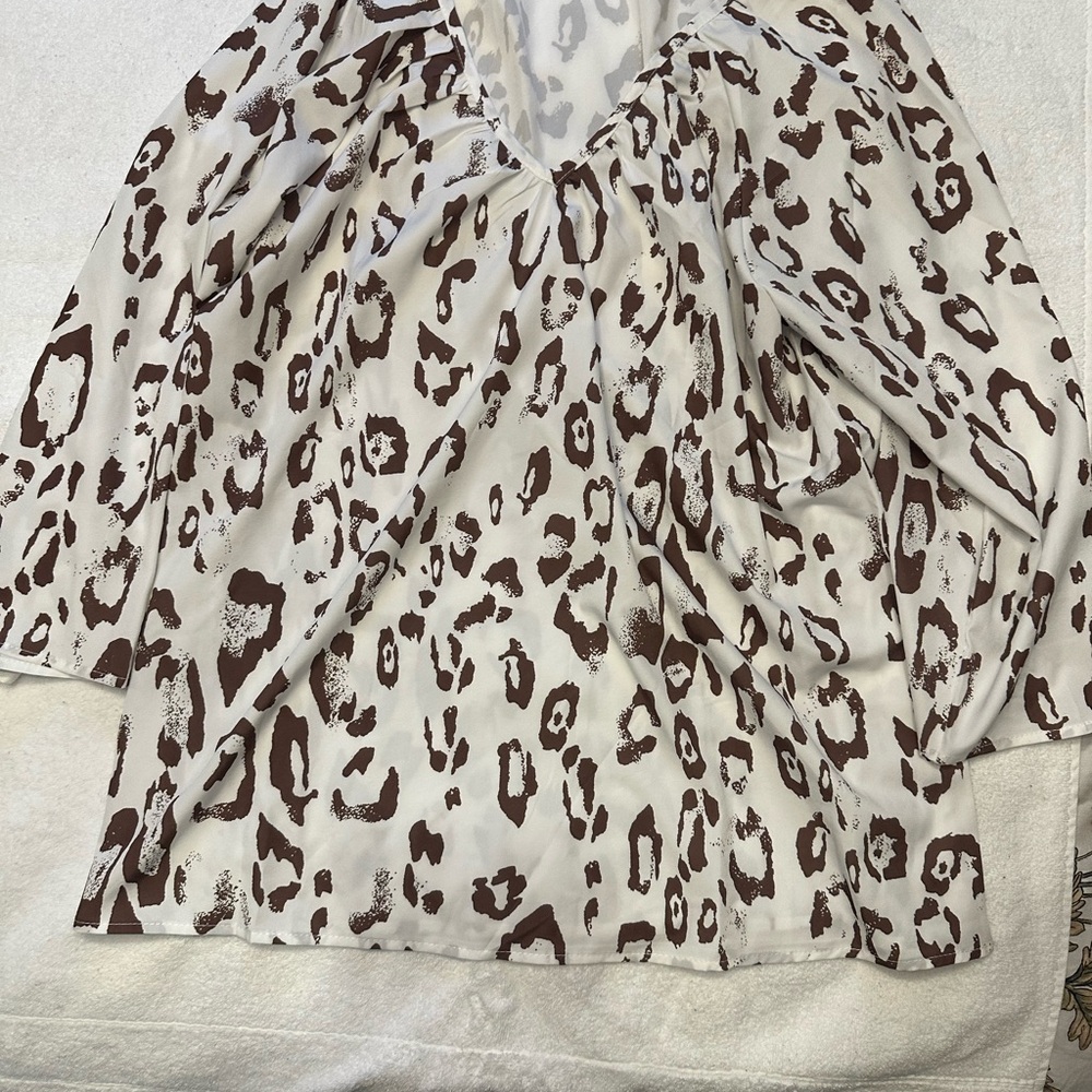 Leopard Print V-Neck Blouse new used